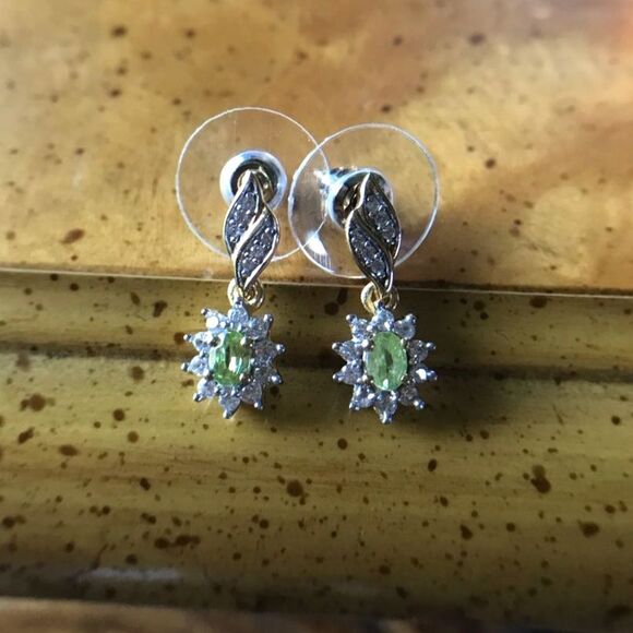 Natural Sava Sphene Sterling Silver 18k Yellow Gold Vermeil Earrings - Picture 1 of 6